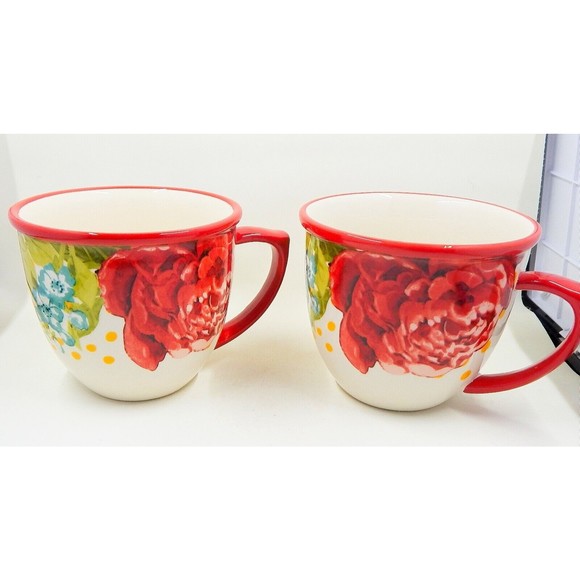 The Pioneer Woman Blossom Jubilee Coffee Cup Mug Latte Stoneware 16 Oz Set of 2 - Picture 1 of 12